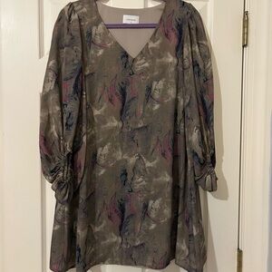 Adrienne Long Sleeve Dress in Taupe and Pink